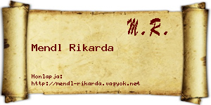Mendl Rikarda névjegykártya